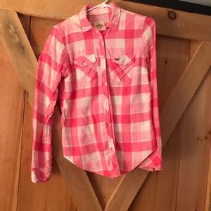 2 for $15 ❤️ Hollister pink plaid button down